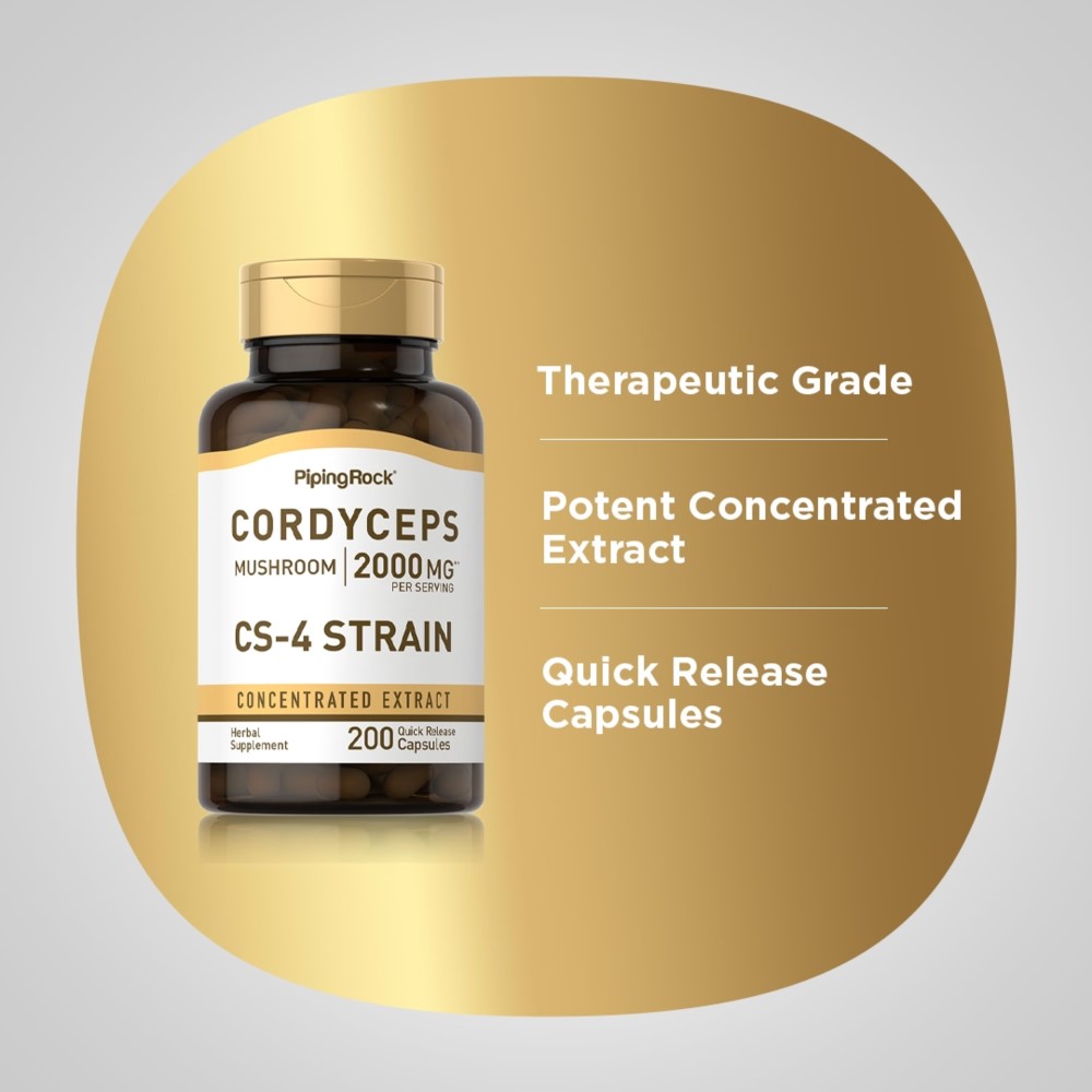 Piping Rock Cordyceps Mushroom 2000mg CS-4 Strain - 200 Quick Release Capsules Piping Rock Cordyceps Mushroom 2000mg CS-4 Strain - 200 Quick Release Capsules