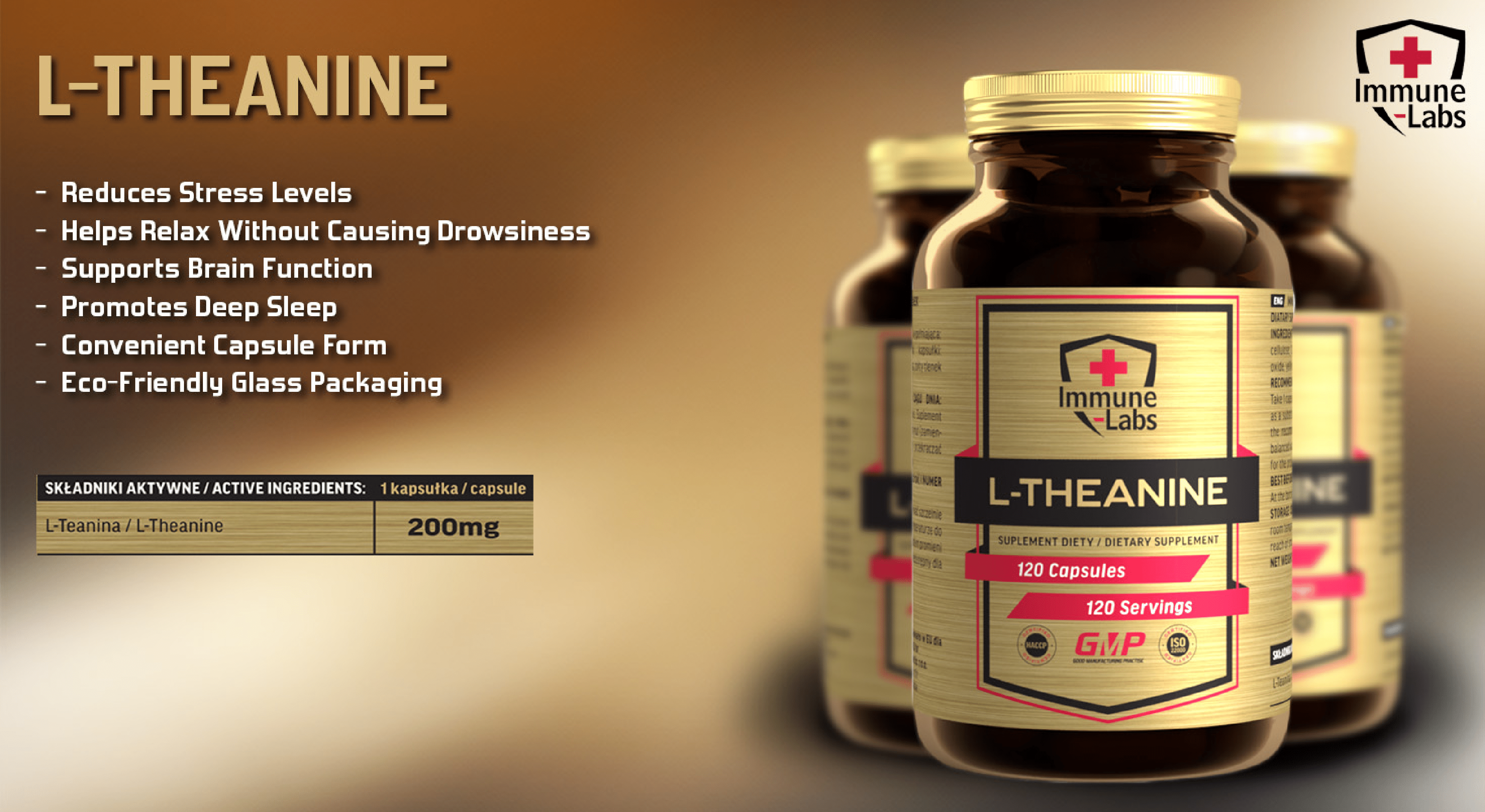 Immune Labs L-Theanine 200mg - 120 Caps Immune Labs L-Theanine 200mg - 120 Caps